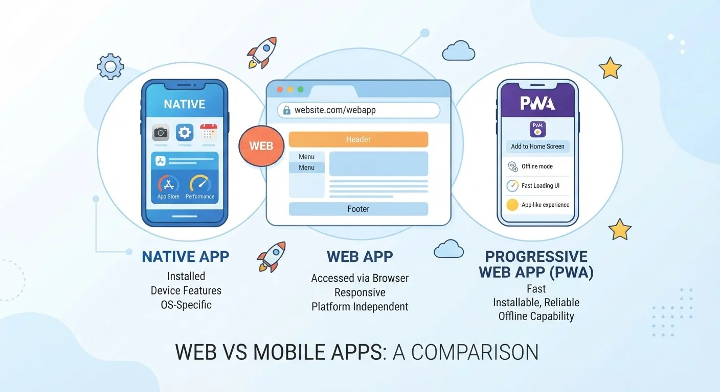 Native Apps vs. Web Apps vs. Progressive Web Apps: What the Difference Means for You